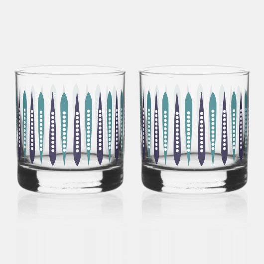 Minimale blauwe retro geïnspireerd whisky glas (Achterkant)