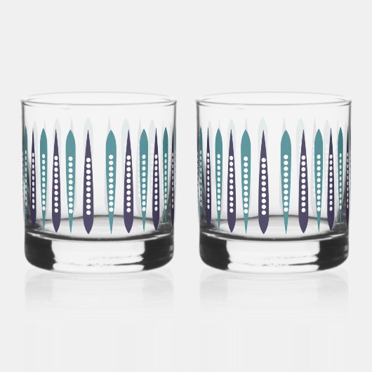 Minimale blauwe retro geïnspireerd whisky glas (Rechts)