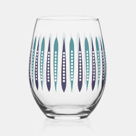 Minimale blauwe retro geïnspireerd wijnglas zonder voet