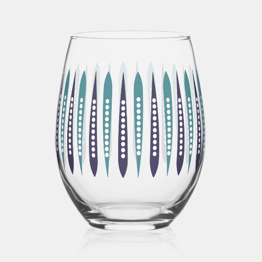 Minimale blauwe retro geïnspireerd wijnglas zonder voet (Voorkant)