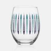 Minimale blauwe retro geïnspireerd wijnglas zonder voet (Achterkant)