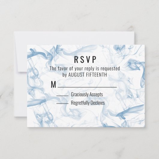 Minimale blauwe roke RSVP-kaart RSVP Kaartje (Voorkant)