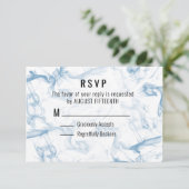 Minimale blauwe roke RSVP-kaart RSVP Kaartje (Staand voorkant)