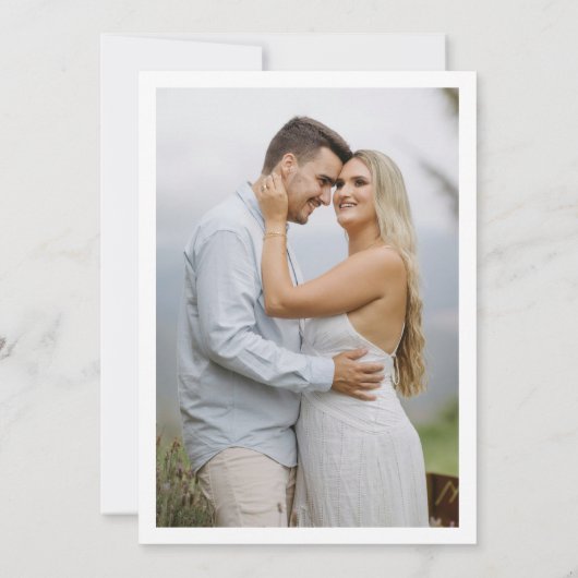 Minimale Blauwe Save the Date Trouwannonce (Achterkant)