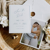Minimale Blauwe Save the Date Trouwannonce