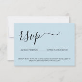 Minimale blauwe script Gereserveerde Zitplaats Wed RSVP Kaartje (Voorkant)