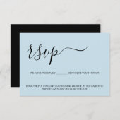 Minimale blauwe script Gereserveerde Zitplaats Wed RSVP Kaartje (Voorkant / Achterkant)