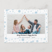 Minimale Blauwe Sneeuwvlokken Kerstkaart Feestdagenkaart (Voorkant)