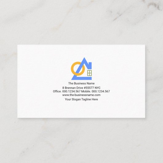 Minimale blauwe startzonbouw visitekaartje (Achterkant)