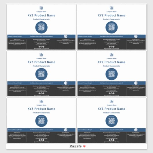 Minimale blauwe stip QR-code Groot productetiket Sticker (Vel)