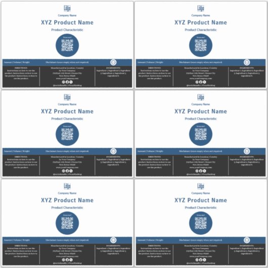 Minimale blauwe stip QR-code Groot productetiket Sticker (Voorkant)