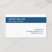 Minimale blauwe streep op wit visitekaartje (Achterkant)