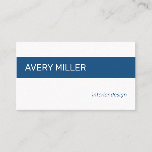 Minimale blauwe streep op wit visitekaartje (Voorkant)