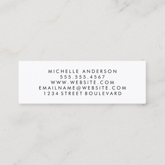 Minimale blauwe textuur met cursieve tekst mini visitekaartje (Achterkant)