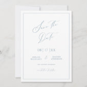 Minimale Blauwe Trouw Aankondigingkaart Save The Date (Voorkant)