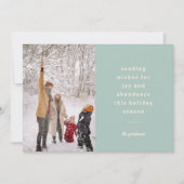 Minimale blauwe typografische verzendwensen feestdagenkaart (Voorkant)