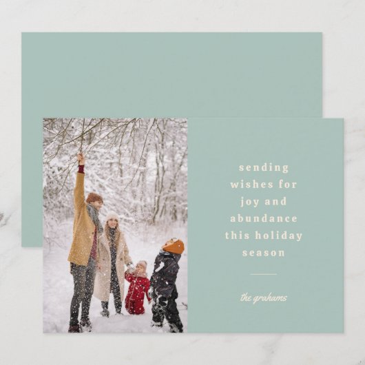 Minimale blauwe typografische verzendwensen feestdagenkaart (Voorkant / Achterkant)