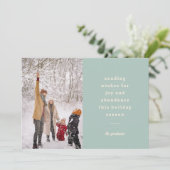 Minimale  blauwe typografische verzendwensen feestdagenkaart (Staand voorkant)