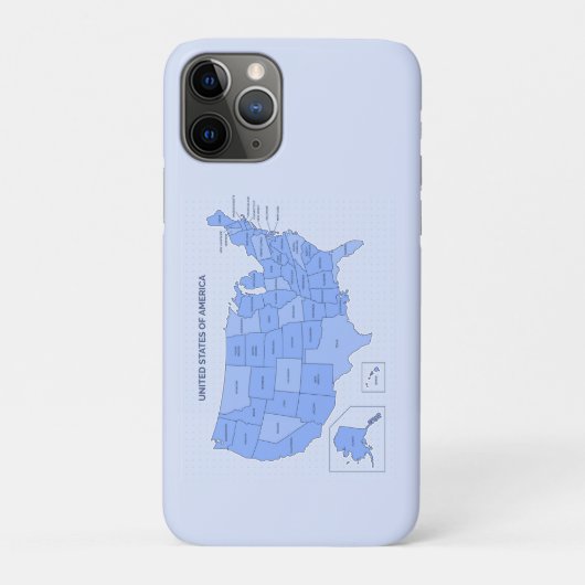 Minimale blauwe Verenigde Staten kaartillustratie Case-Mate iPhone Case (Achterkant)
