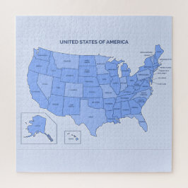 Minimale blauwe Verenigde Staten kaartillustratie Legpuzzel