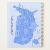 Minimale blauwe Verenigde Staten kaartillustratie Planner (Achterkant)
