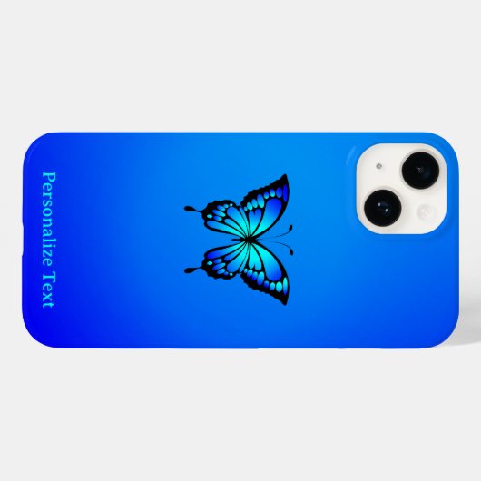 Minimale blauwe vlinder Case-Mate iPhone case (Achterkant (horizontaal))