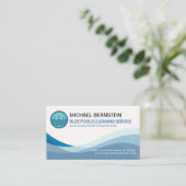 Minimale blauwe watergolven zwembad visitekaartje (Staand voorkant)