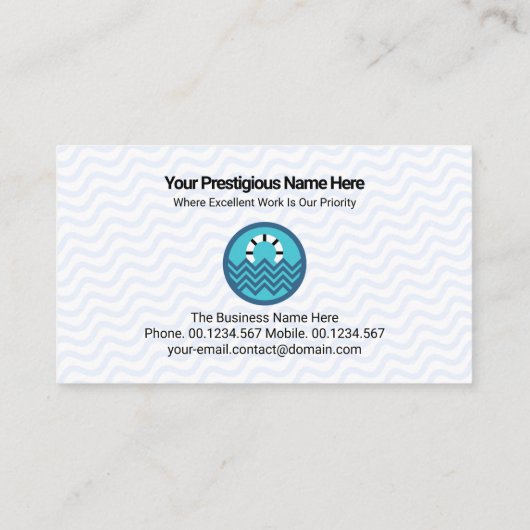 Minimale blauwe watergolven zwembad visitekaartje (Achterkant)