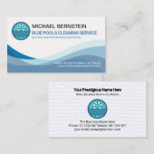 Minimale blauwe watergolven zwembad visitekaartje (Voorkant / Achterkant)