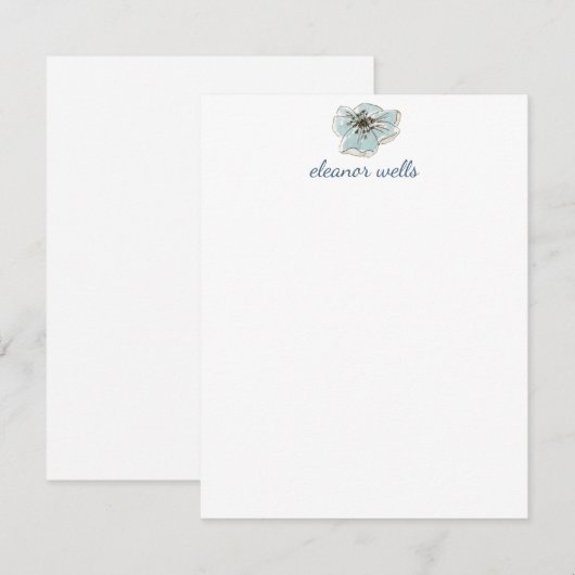 Minimale blauwe Waterverf Aangepast Notitiekaartje (Voorkant / Achterkant)