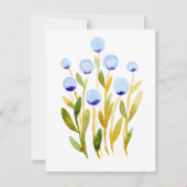 Minimale blauwe waterverf bloemen Kaart (Voorkant)
