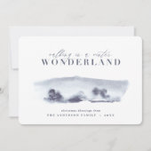 Minimale blauwe waterverf kerstmis feestdagenkaart (Voorkant)