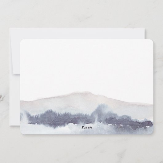 Minimale blauwe waterverf kerstmis feestdagenkaart (Achterkant)