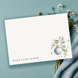 Minimale Blauwe Winter Kerst Jongens Baby Borrel Notitiekaartje