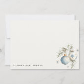 Minimale Blauwe Winter Kerst Jongens Baby Shower Notitiekaartje (Voorkant)