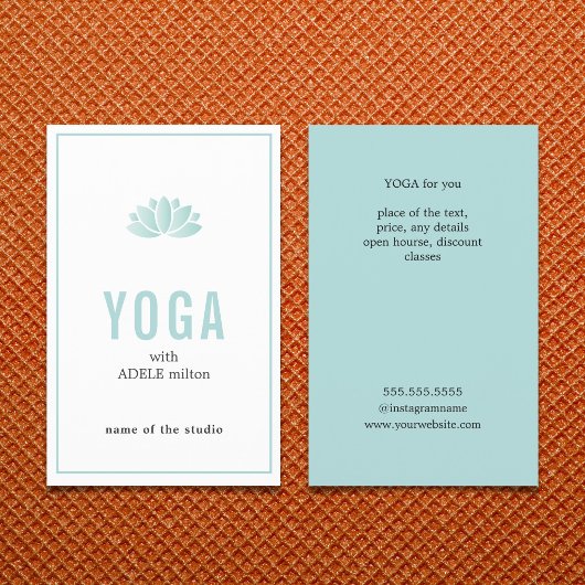 Minimale Blauwe Witte Lotus Icon Yoga Instructor Flyer