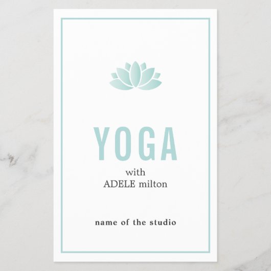 Minimale Blauwe Witte Lotus Icon Yoga Instructor Flyer (Voorkant)
