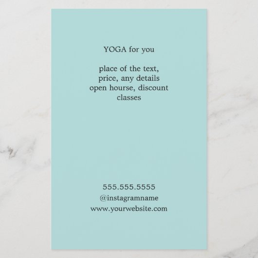 Minimale Blauwe Witte Lotus Icon Yoga Instructor Flyer (Achterkant)