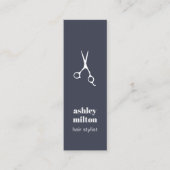 Minimale Blauwe Witte Schaar Hair Stylist Mini Visitekaartje (Voorkant)
