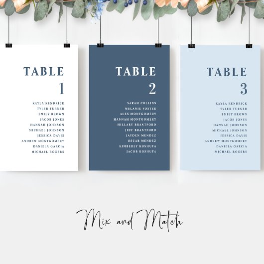 Minimale, blauwe zitplattegrond Kaarten met gasten