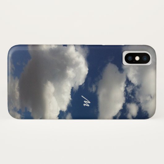 Minimale blauwe zomerhemel met Clouds Monogram Case-Mate iPhone Case (Achterkant (horizontaal))