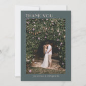 Minimale Blauwgroen aangepaste foto voor moderne k Bedankkaart (Voorkant)