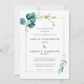 Minimale Blauwgroen blauwe botanische gouden bruil Kaart (Voorkant)