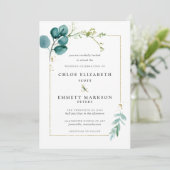 Minimale Blauwgroen blauwe botanische gouden bruil Kaart (Staand voorkant)