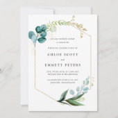 Minimale Blauwgroen blauwe gouden botanische bruil Kaart (Voorkant)