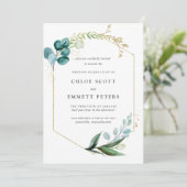 Minimale Blauwgroen blauwe gouden botanische bruil Kaart (Staand voorkant)