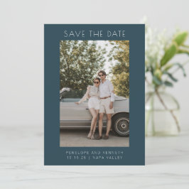 Minimale Blauwgroen, eenvoudige elegante foto van  Save The Date