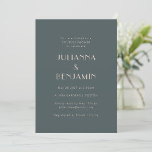 Minimale Blauwgroen en Blush Art Deco Couples Show Kaart