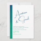 Minimale Blauwgroen Green Modern huwelijksuitnodig Kaart (Voorkant)