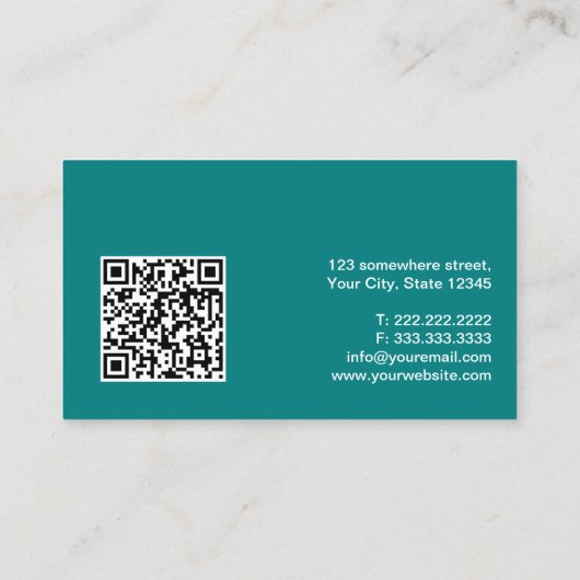 Minimale Blauwgroen Groene Professionele QR-codena Visitekaartje (Achterkant)